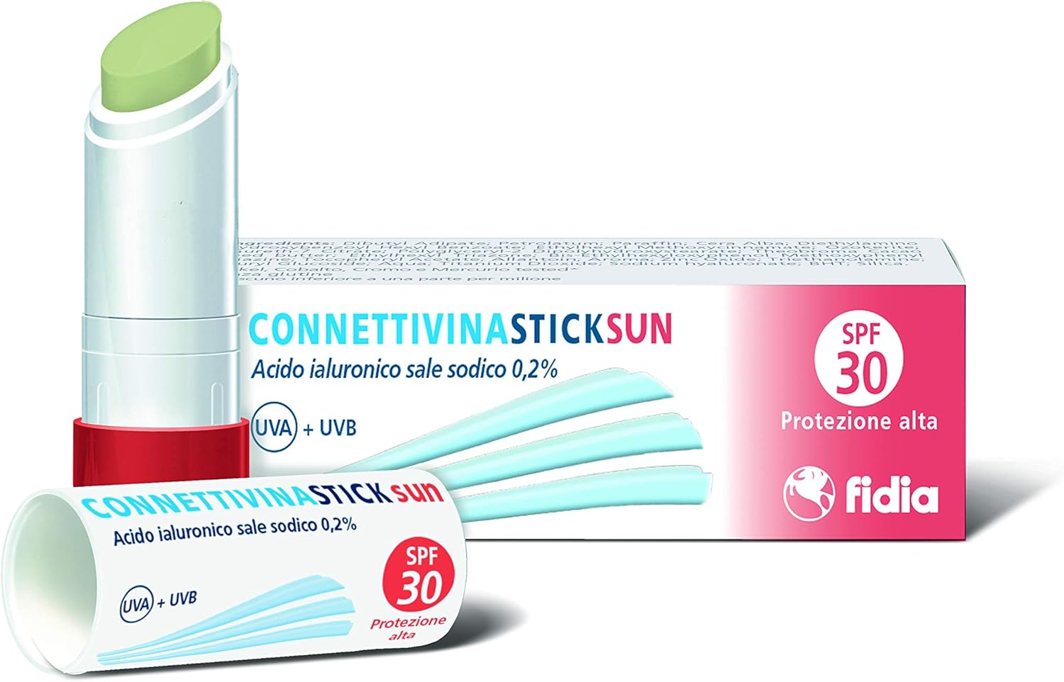 Fidia Farmaceutici ConnettivinaStickSun - Stick Labbra da 3g a Base di Acido Ialuronico 0,2%, con Filtri Solari SPF30